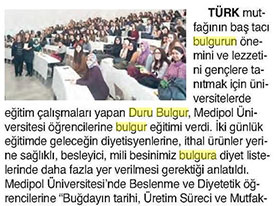 Medipol Üniversitesi Öğrencilerine Bulgur Eğitimi